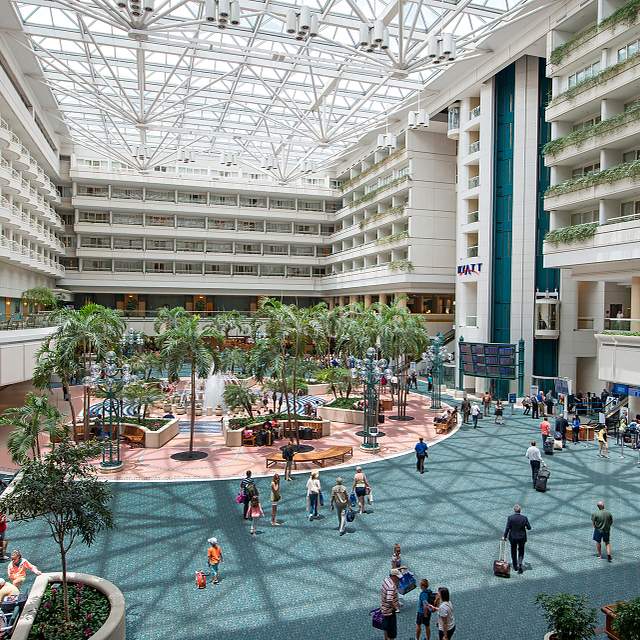 Interior concourse of Orlando International Airport